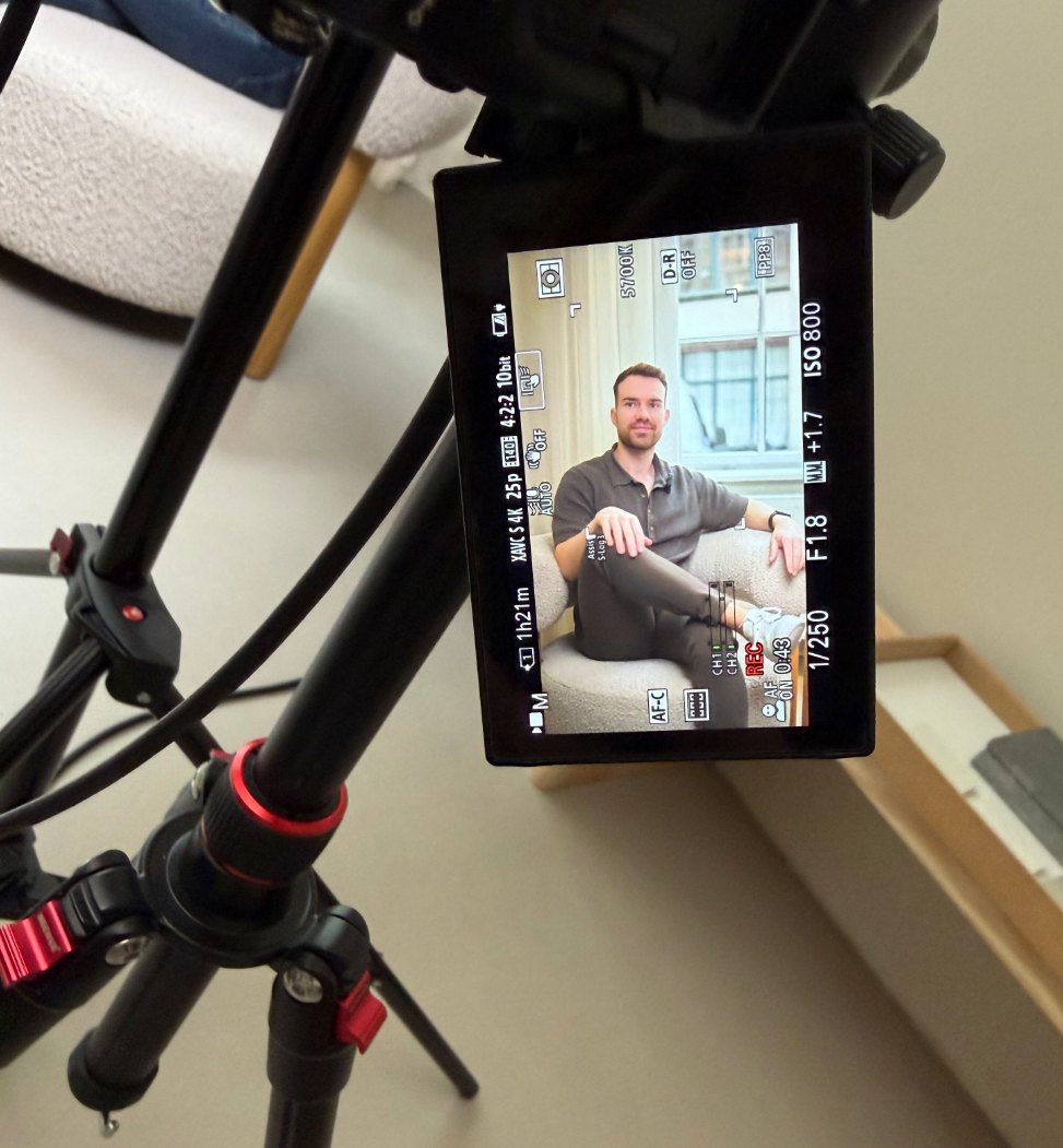 Martin Ratajski captured on a camera monitor while filming for The Order Ladder